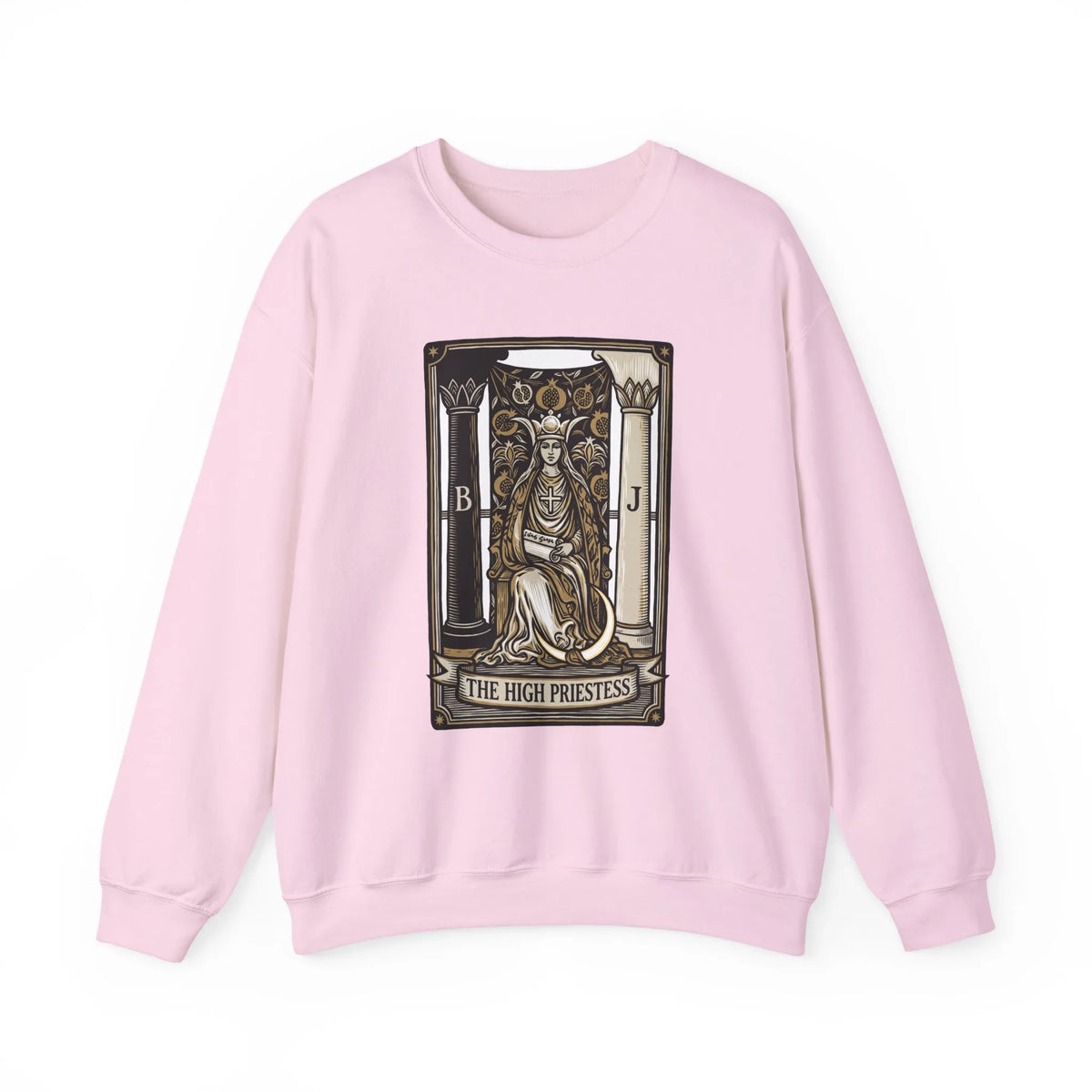 The High Priestess Tarot Card Sweatshirt - Heavy Blend Fleece Crewneck - Unisex White