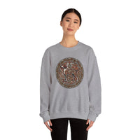 Norse Knotwork Hound Odin's Wolves Sweatshirt - Soft Durable Cotton Blend Crewneck - Unisex White