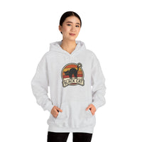 Black Cat Retro Sunset Hoodie - Heavy Blend Cotton-Poly Fleece - Unisex White