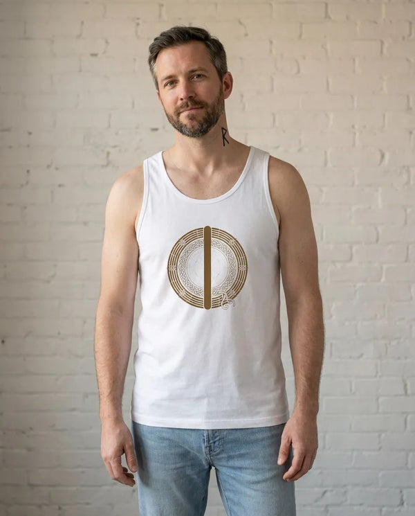 Isa Rune Stillness Graphic Tank Top - Lightweight Jersey Retail Fit - Unisex White