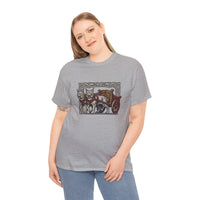 Freyja's Cats Chariot Graphic T-Shirt - Heavy Cotton Classic Fit Tee - Unisex White