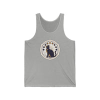 Moon Phases Sacred Geometry Cat Tank Top - Lightweight Cotton Retail Fit Jersey - Unisex Athletic Heather