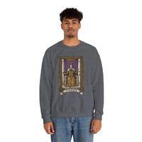 Justice Tarot Card Sweatshirt - Heavy Blend Cotton Poly Crewneck - Unisex White