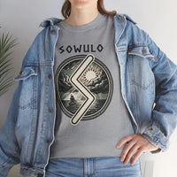 Sowulo Rune Sun & Sea Graphic T-Shirt - Heavy Cotton Classic Fit Tee - Unisex White
