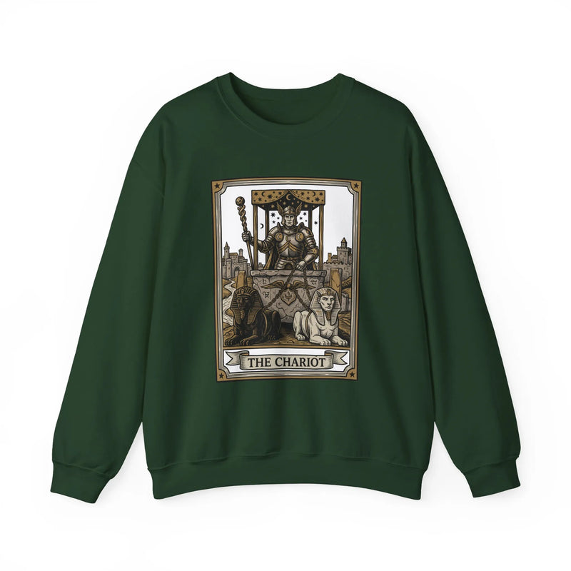 The Chariot Tarot Card Sweatshirt - Heavy Blend Cotton-Poly Crewneck - Unisex White