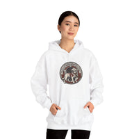 Garmr Odin's Wolves Norse Woodcut Hoodie - Heavy Blend Fleece Pullover - Unisex White