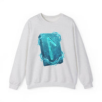 Laguz Water Rune Symbol Sweatshirt - Heavy Blend Crewneck Fleece - Unisex Ash Gray