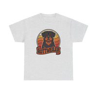 Retro 70s Sunset Rottweiler T-Shirt - Heavy Cotton Classic Fit Tee - Unisex Off White