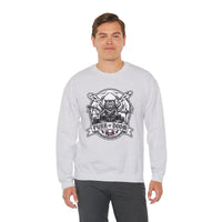 Heavy Metal Rocker Cats Drummer Sweatshirt - Heavy Blend Cotton Blend Crewneck - Unisex White