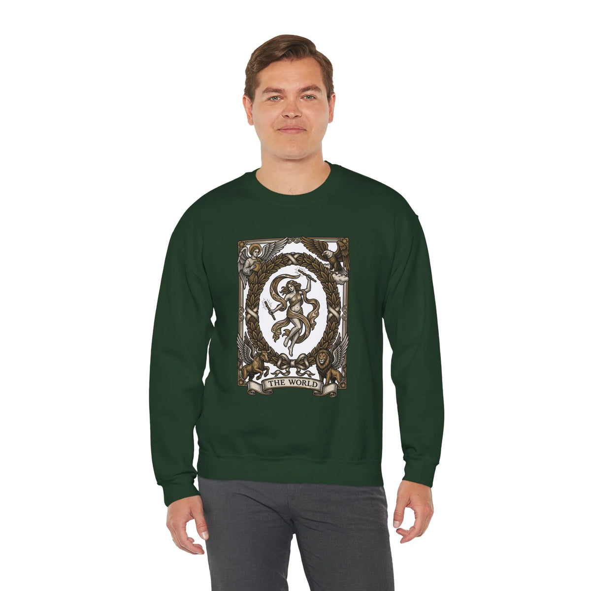 The World Tarot Card Sweatshirt - Heavy Blend Fleece Crewneck - Unisex White