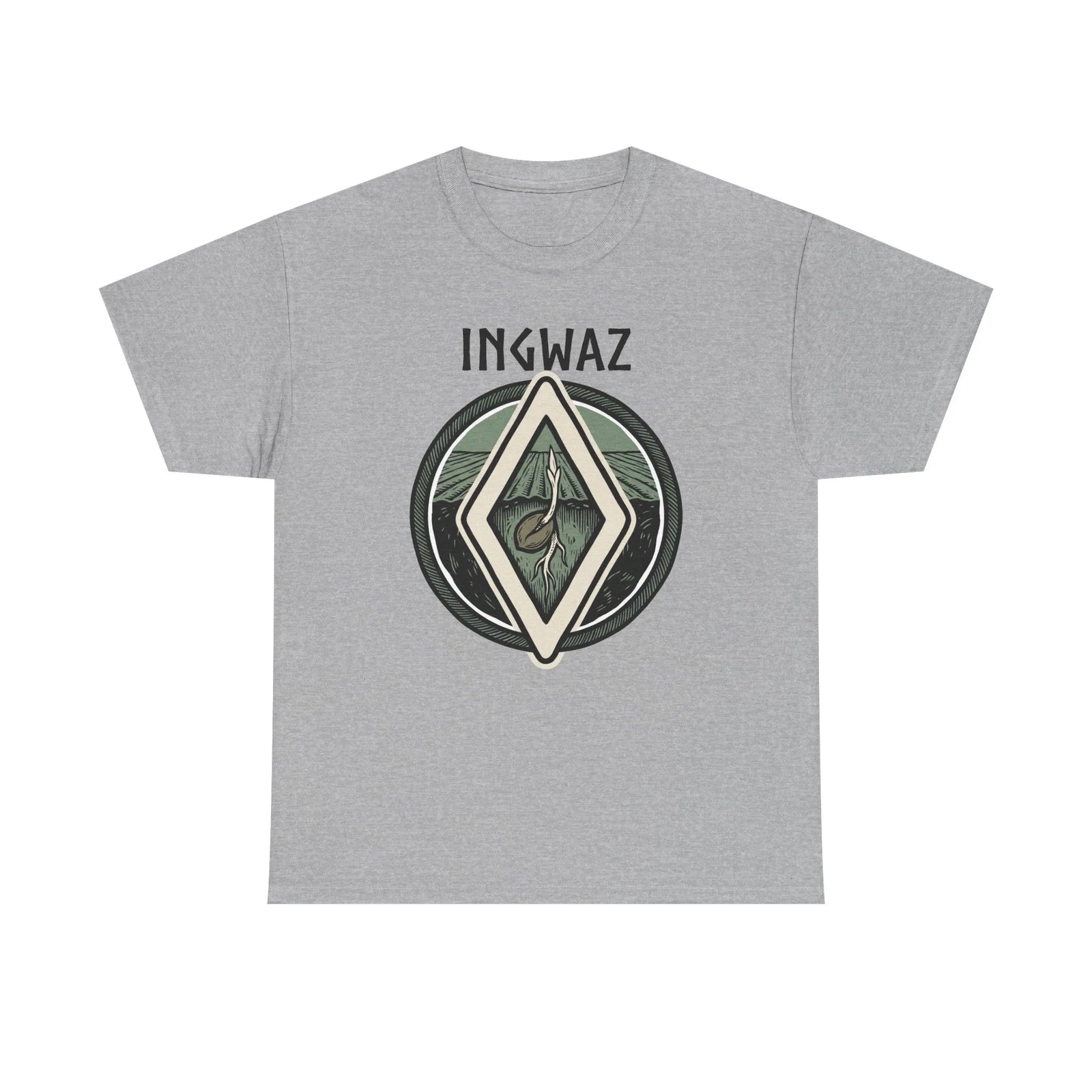 Ingwaz Seed Rune Graphic T-Shirt - Heavy Cotton Classic Fit Tee - Unisex White