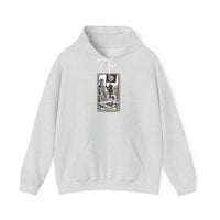 Death Tarot Card Graphic Hoodie - Medium-Heavy Cotton-Poly Blend Pullover - Unisex White