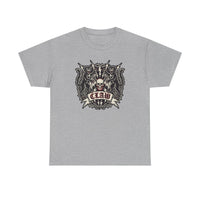 Heavy Metal Rocker Cats Band Crest T-Shirt - Heavy Cotton Classic Fit Tee - Unisex White