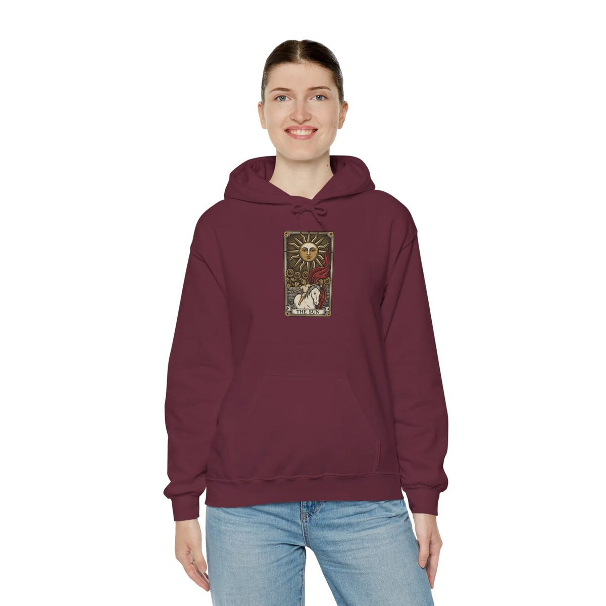 The Sun Tarot Card Hoodie - Heavy Blend Cotton-Poly Fleece Pullover - Unisex White