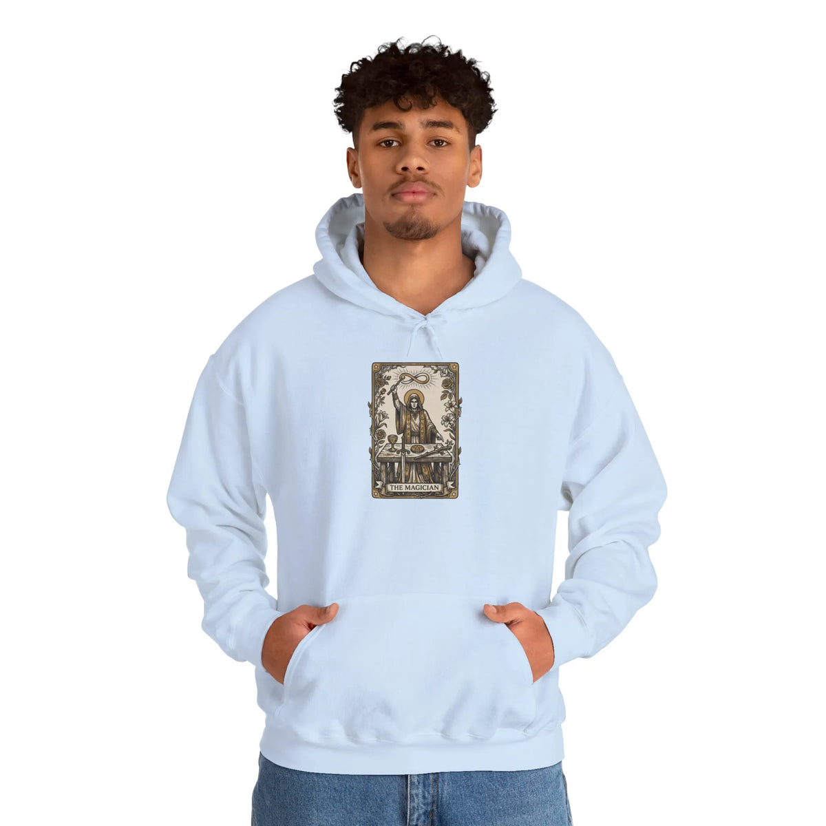 The Magician Tarot Card Hoodie - Cozy Fleece Pullover - Unisex White