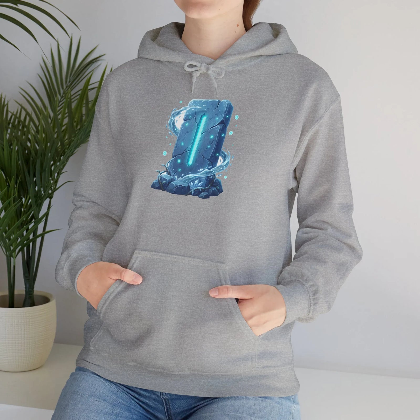 Isa Rune Ice Hoodie - Heavy Blend Cotton Blend Pullover - Unisex White