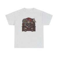 Viking Berserker Cat Graphic T-Shirt - Heavyweight 100% Cotton Classic Tee - Unisex White