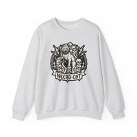 Skull Throne Heavy Metal Cats Sweatshirt - Heavy Blend Fleece Crewneck - Unisex White