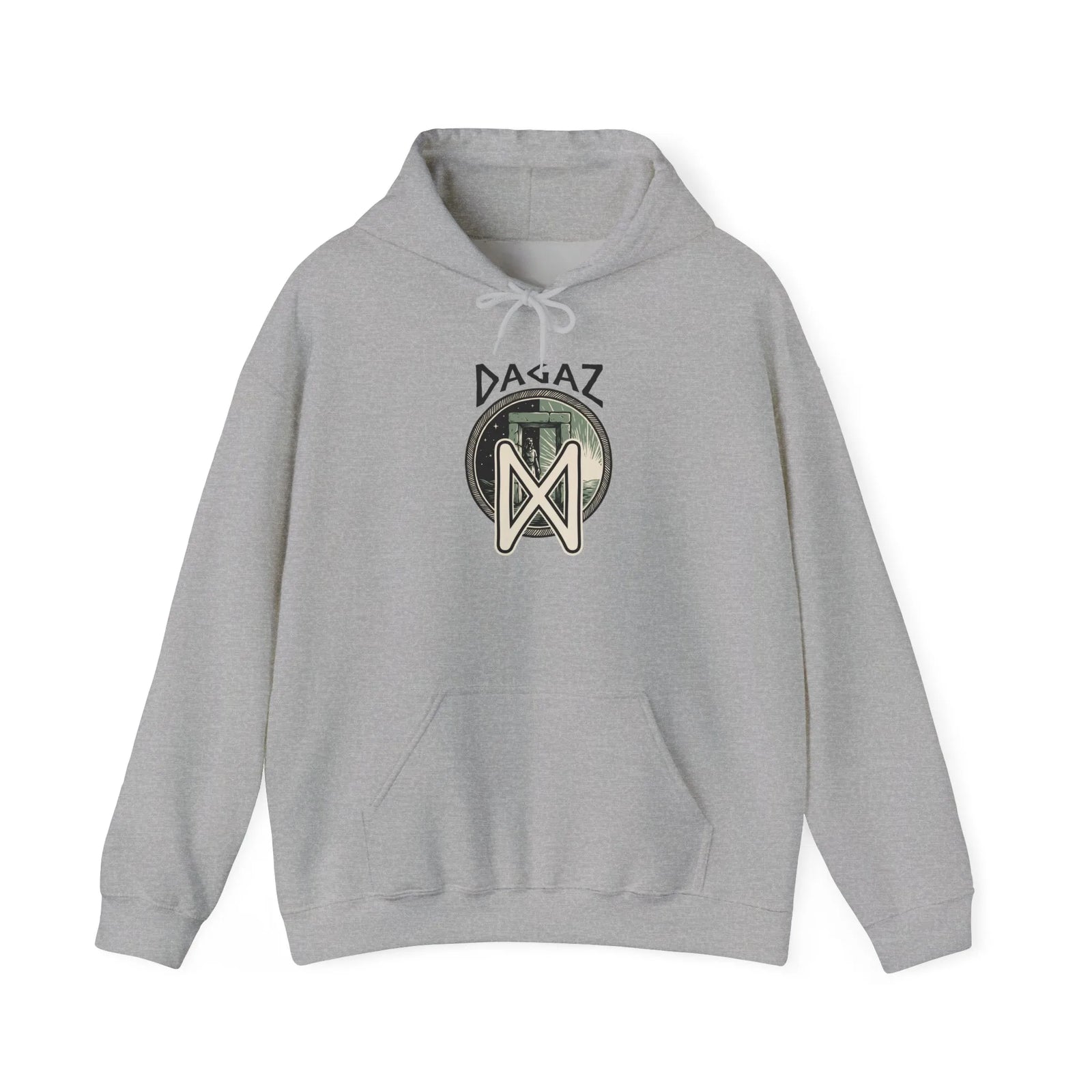 Dagaz Rune Threshold Graphic Hoodie - Soft Cotton Blend Pullover - Unisex White