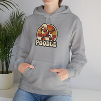 Retro 70s Sunset Poodle Hoodie - Cozy Cotton Blend Pullover - Unisex White