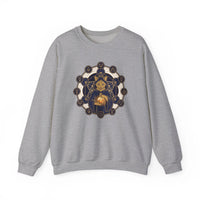 Sacred Geometry Alchemist Cat Sweatshirt - Heavy Blend Fleece Crewneck - Unisex White