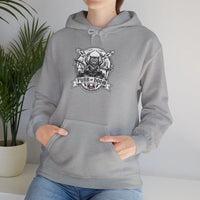 Drummer Heavy Metal Rocker Cats Hoodie - Classic Fit Heavy Blend Fleece - Unisex White