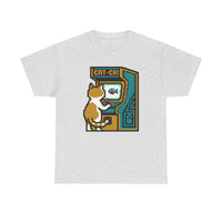 8-Bit Pixel Gaming Cats Arcade T-Shirt - Heavy Cotton Classic Fit Tee - Unisex White