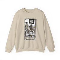 Tarot Death Card Graphic Sweatshirt - Heavy Blend Classic Fit Crewneck - Unisex White