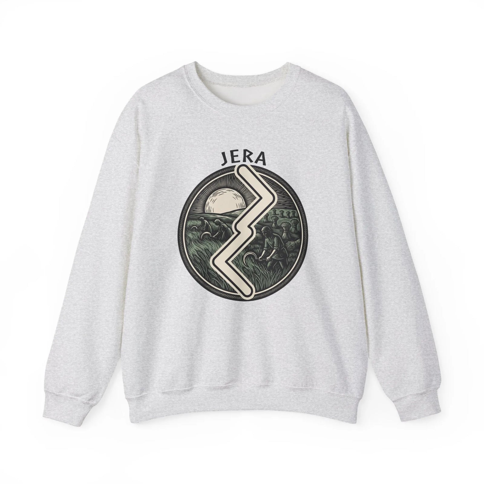 Jera Rune Harvest Field Sweatshirt - Medium Weight Cotton Blend Crewneck - Unisex White