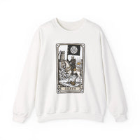 Tarot Death Card Graphic Sweatshirt - Heavy Blend Classic Fit Crewneck - Unisex White