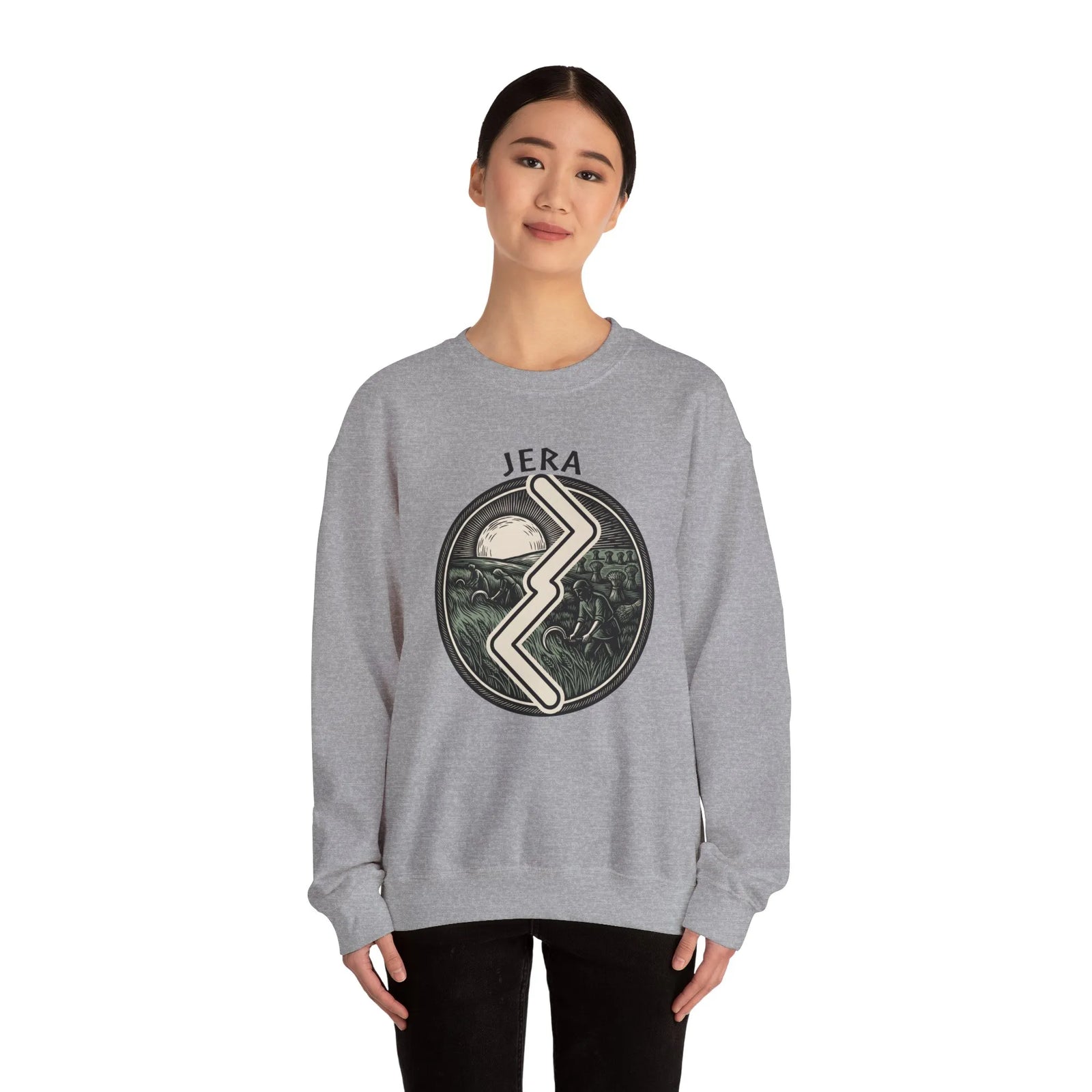 Jera Rune Harvest Field Sweatshirt - Medium Weight Cotton Blend Crewneck - Unisex White