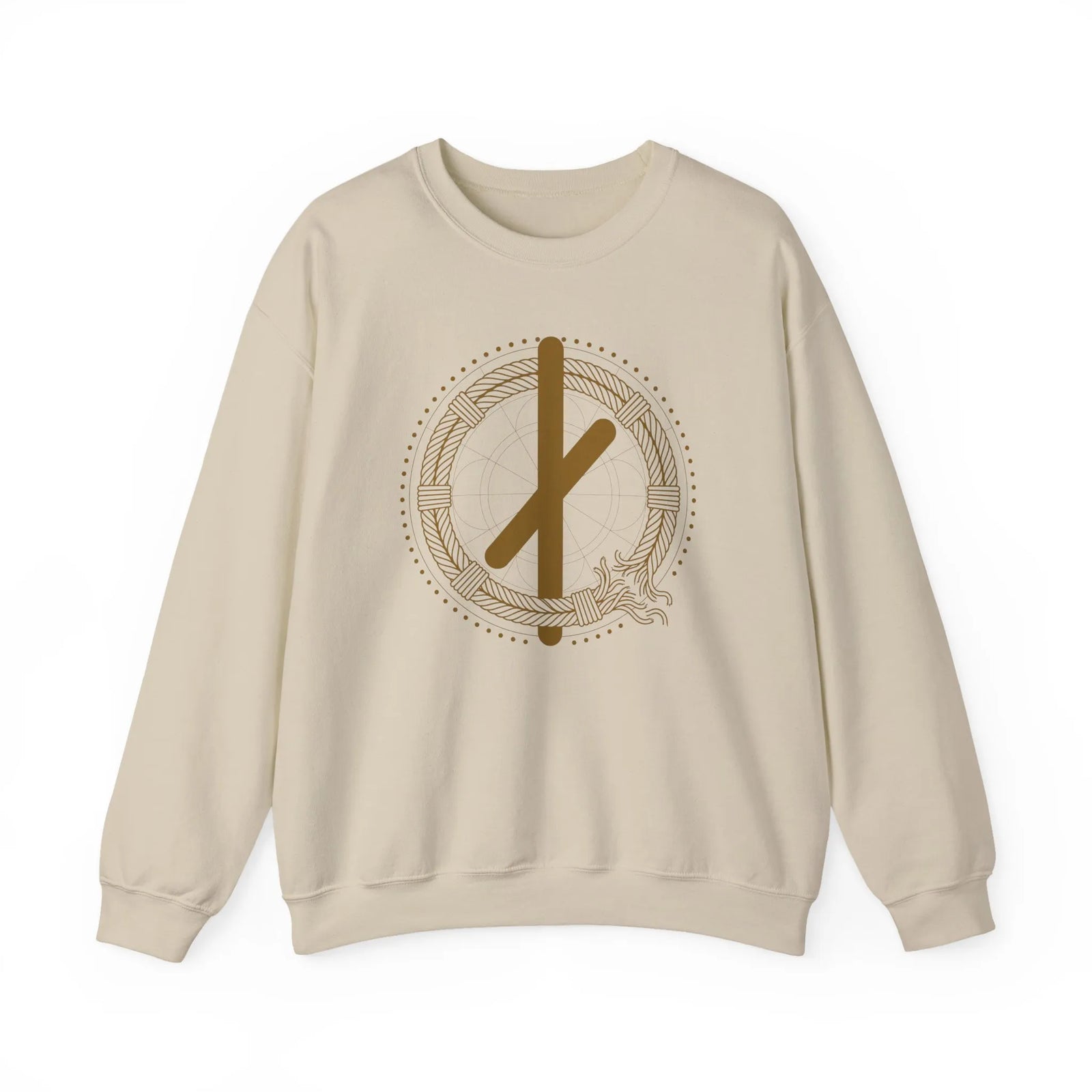 ᚾ Nauthiz Runic Design Sweatshirt - Heavy Blend Crewneck Fleece - Unisex White