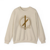 ᚾ Nauthiz Runic Design Sweatshirt - Heavy Blend Crewneck Fleece - Unisex White