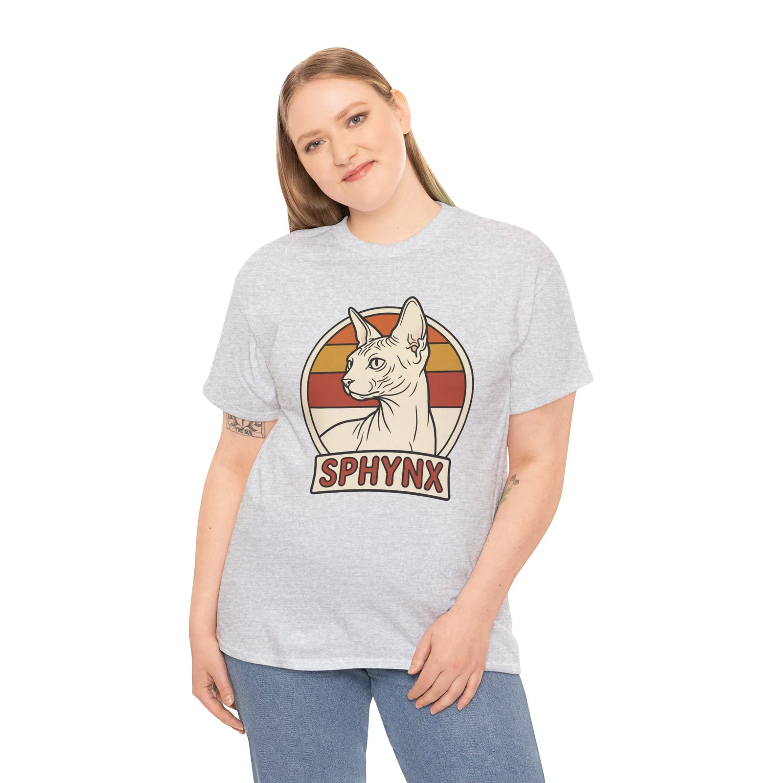 Sphynx Retro 70s Sunset Graphic T-Shirt - Heavy Cotton Classic Fit Tee - Unisex Off White