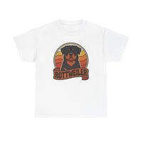 Retro 70s Sunset Rottweiler T-Shirt - Heavy Cotton Classic Fit Tee - Unisex Off White