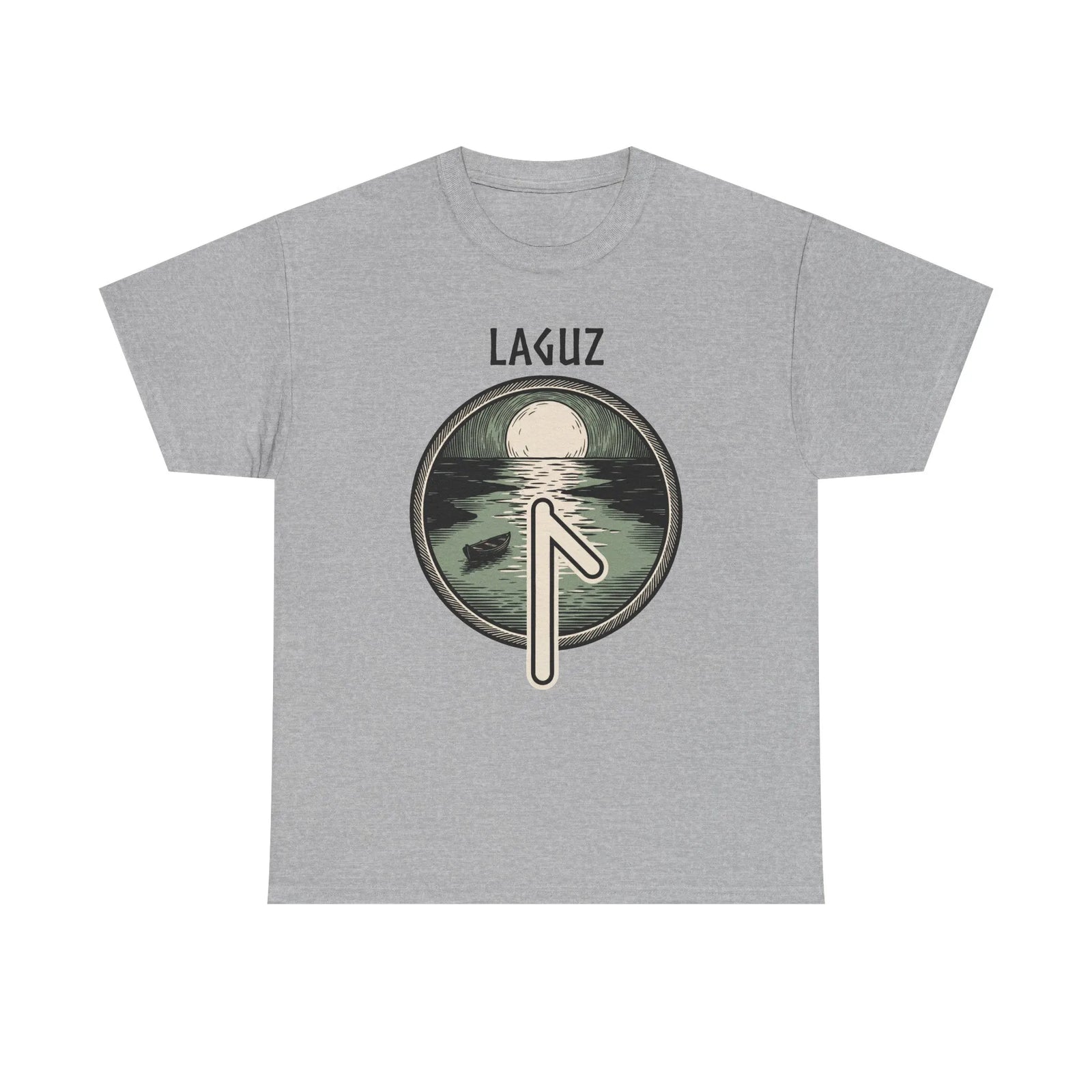 Laguz Rune Water Moon T-Shirt - Heavy Cotton Classic Fit - Unisex White