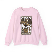 Devil Tarot Card Graphic Sweatshirt - Heavy Blend Fleece Crewneck - Unisex White