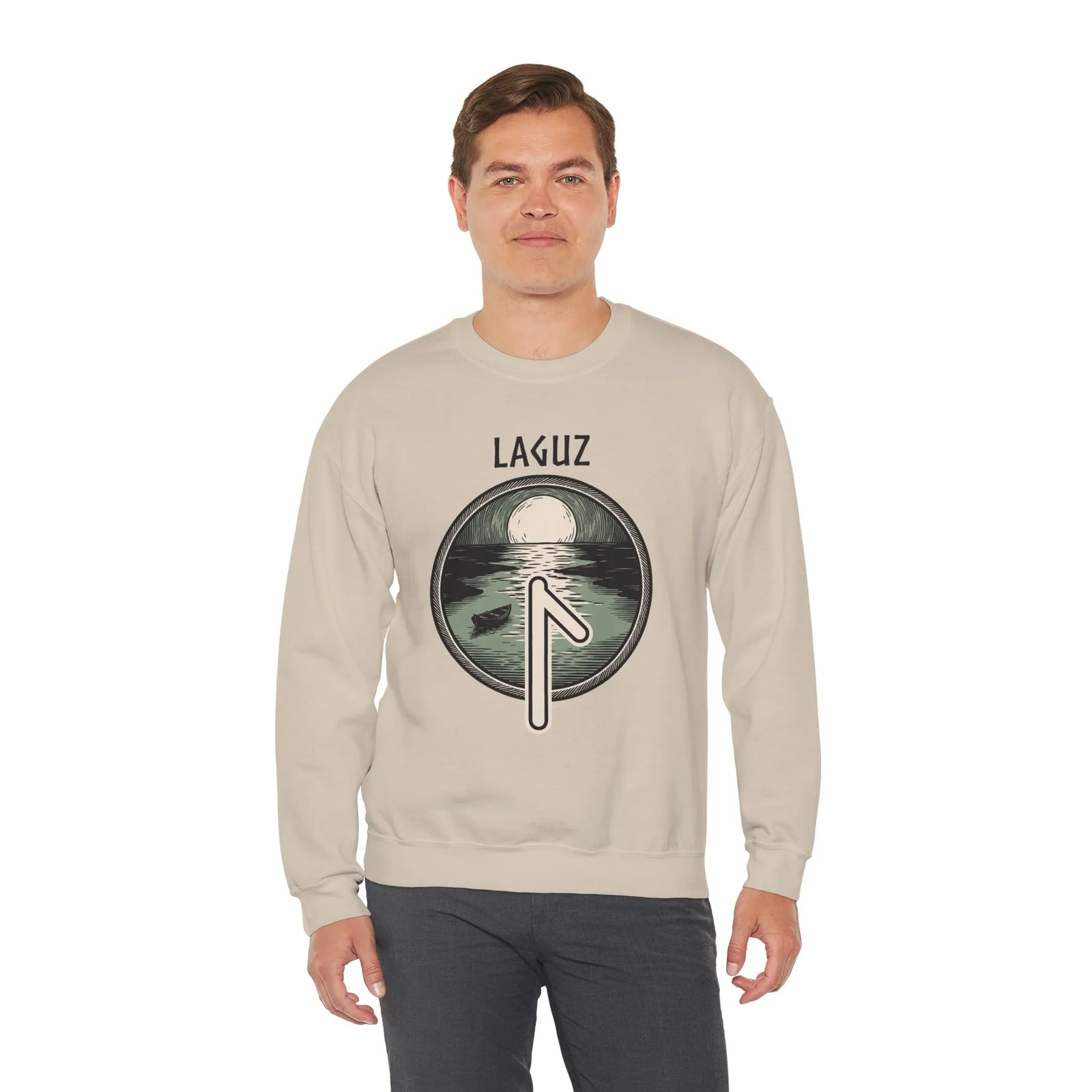 Laguz Rune Water Lifeblood Sweatshirt - Heavy Blend Fleece Crewneck - Unisex White