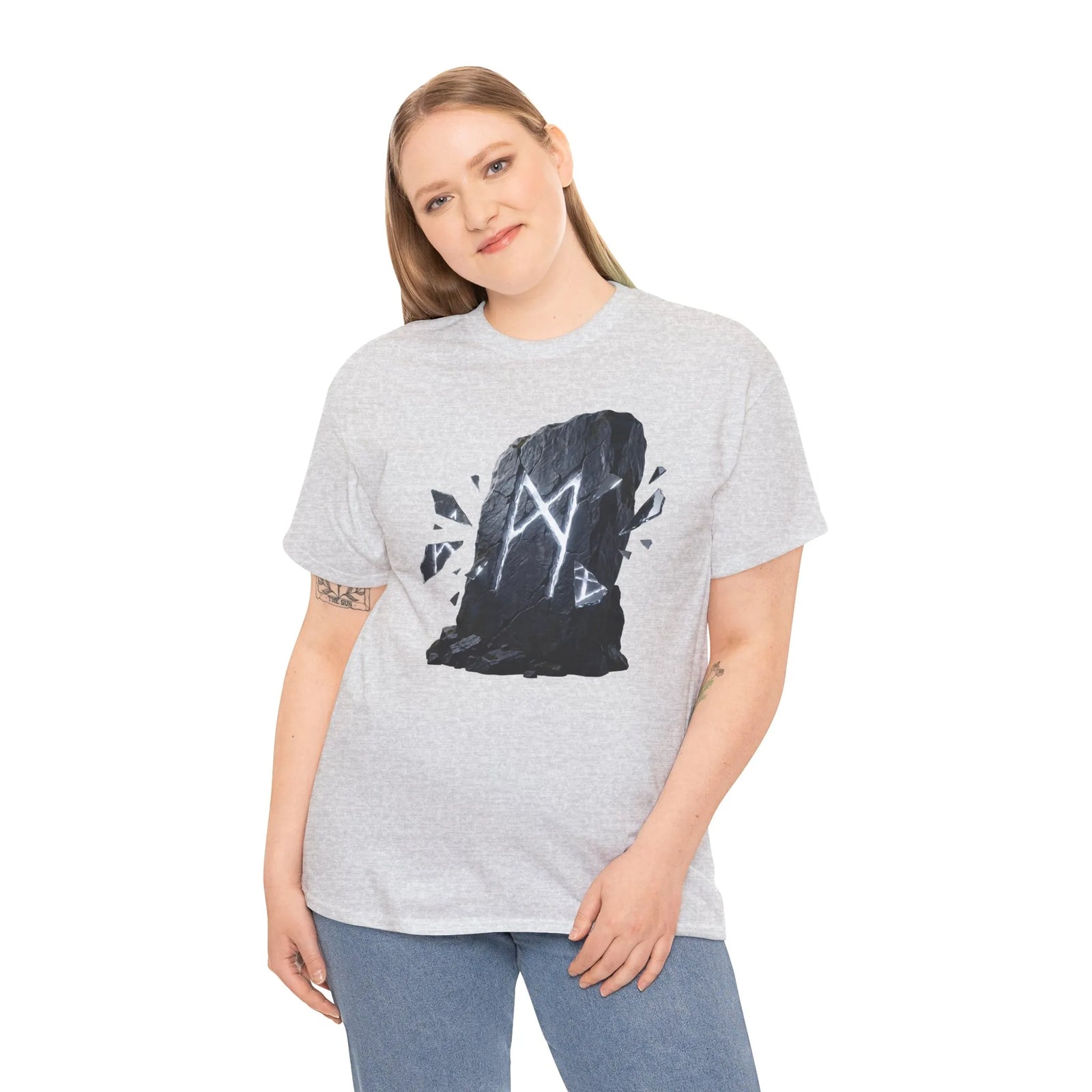 Mannaz Rune Humanity T-Shirt - Heavy Cotton Classic Fit Tee - Unisex White