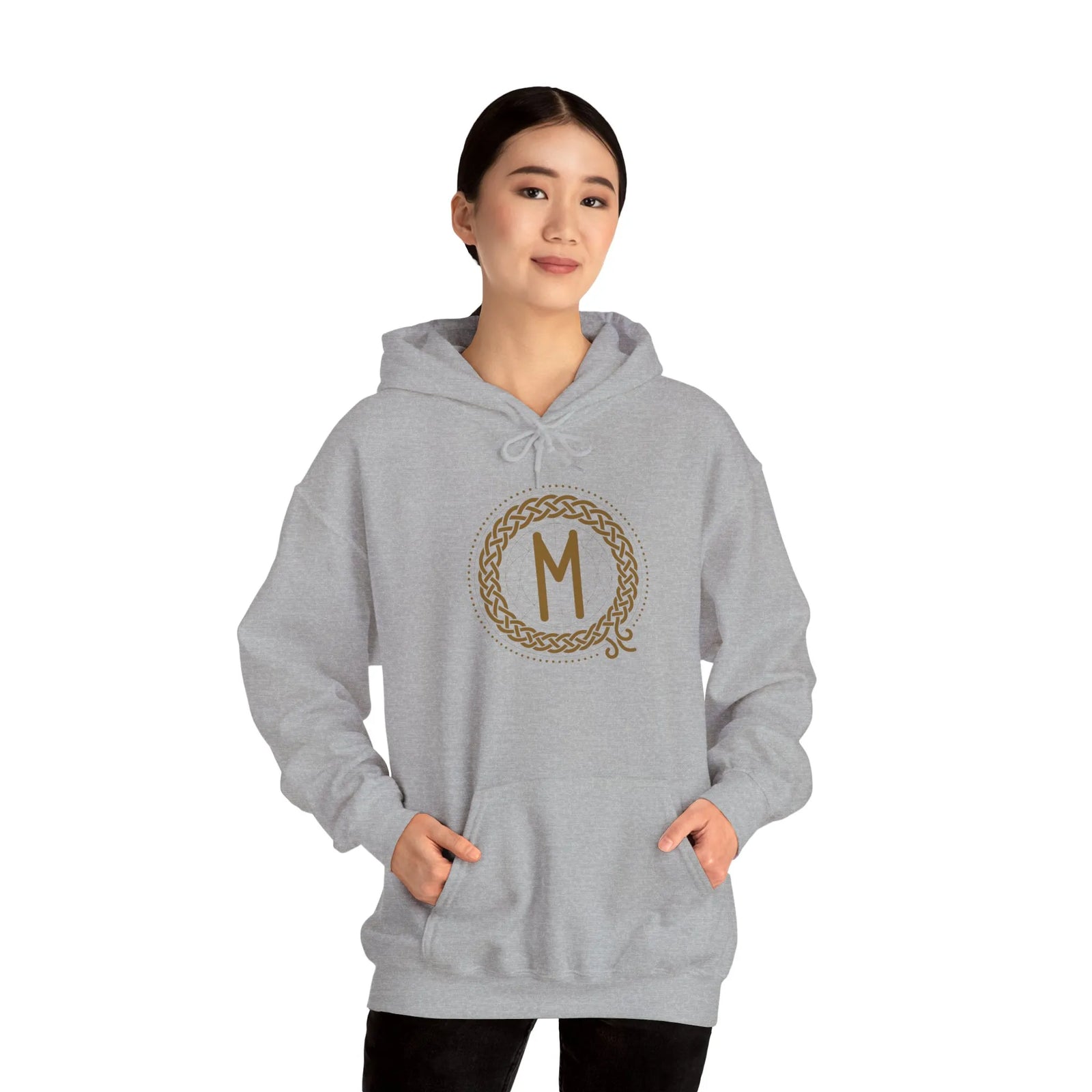 Ehwaz Divine Twins Rune Hoodie - Heavyweight Fleece Pullover - Unisex White