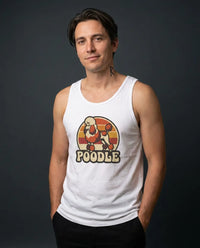Poodle Retro 70s Sunset Tank Top - Soft Ringspun Cotton Jersey - Unisex White