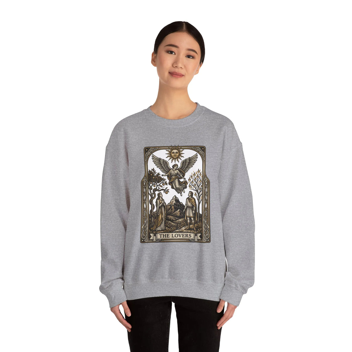 The Lovers Tarot Card Sweatshirt - Heavy Blend Fleece Crewneck - Unisex White