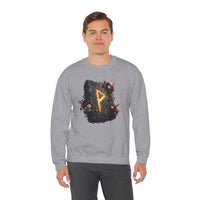Wunjo Rune Blossom Sweatshirt - Heavy Blend Crewneck Fleece - Unisex Ash