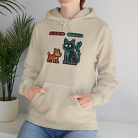 Boss Fight 8-Bit Pixel Gaming Dogs Hoodie - Medium Weight Cotton Blend Pullover - Unisex White