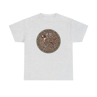 Norse Knotwork Hound Wolves T-Shirt - Heavy Cotton Classic Fit Tee - Unisex White