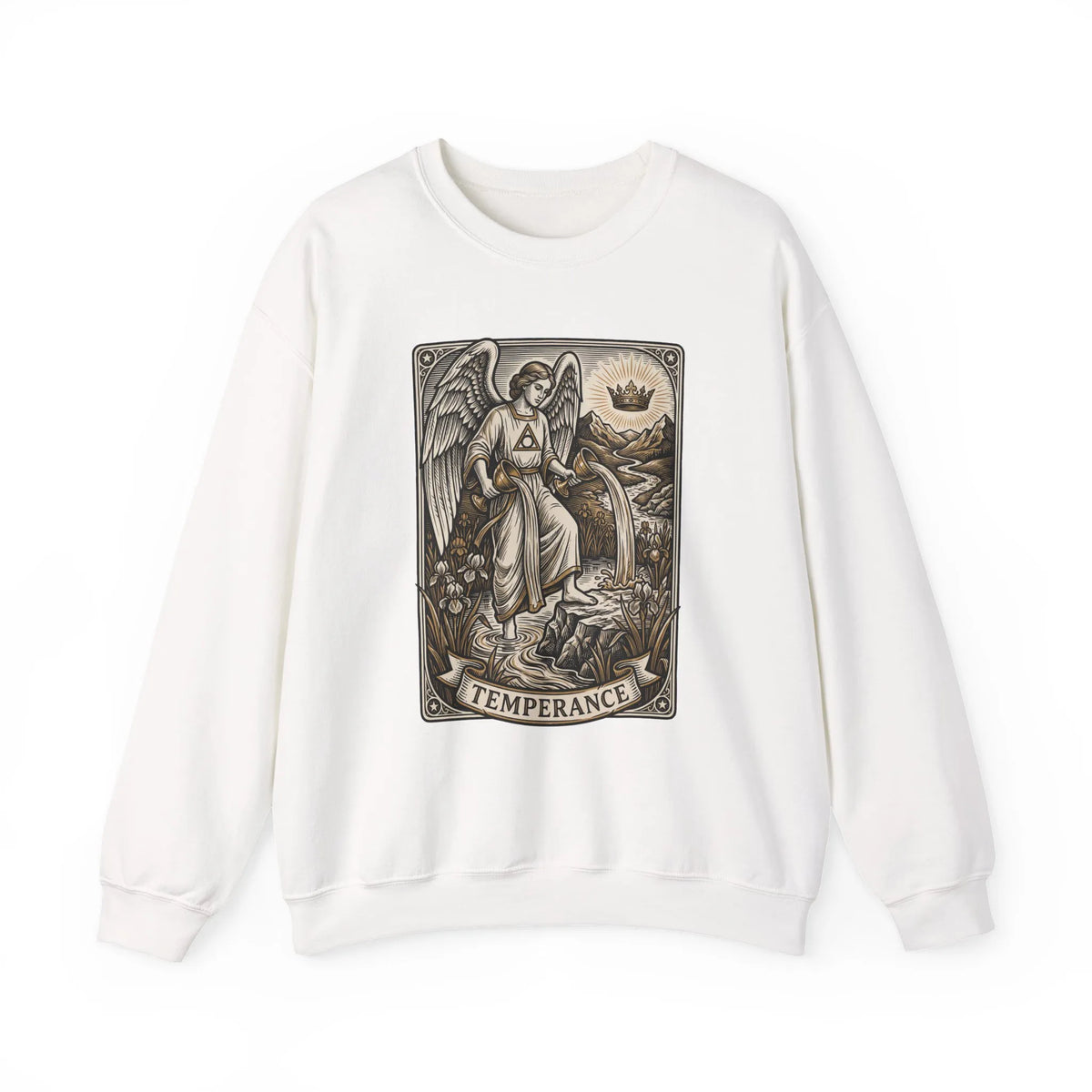 Temperance Tarot Card Angel Sweatshirt - Heavy Blend Fleece Crewneck - Unisex White