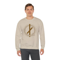 ᚾ Nauthiz Runic Design Sweatshirt - Heavy Blend Crewneck Fleece - Unisex White
