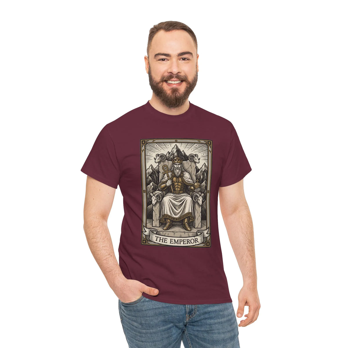 The Emperor Tarot Card T-Shirt - Heavy Cotton Classic Fit - Unisex White