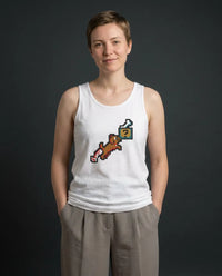 Fetch Quest 8-Bit Pixel Dog Tank Top - Lightweight Retail Fit Jersey - Unisex White
