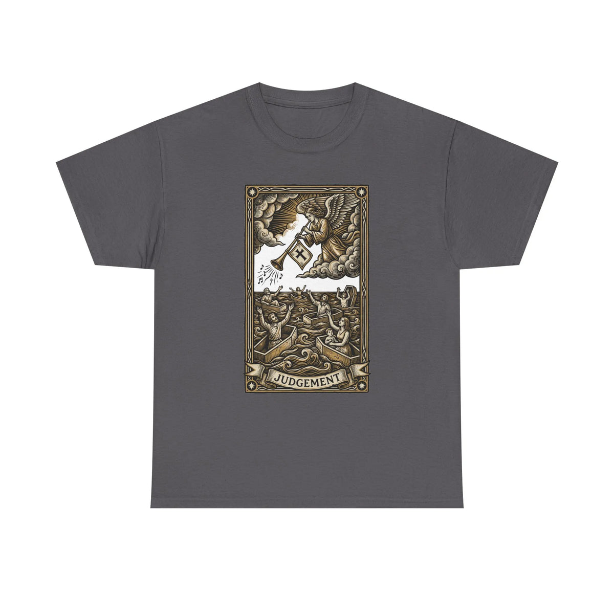 Judgement Angel Graphic T-Shirt - Heavy Cotton Classic Fit Tee - Unisex White